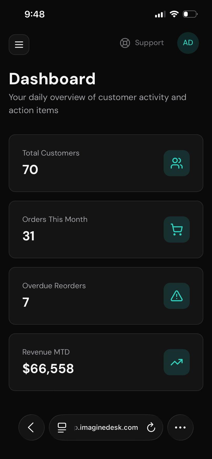 Nudge dashboard on mobile