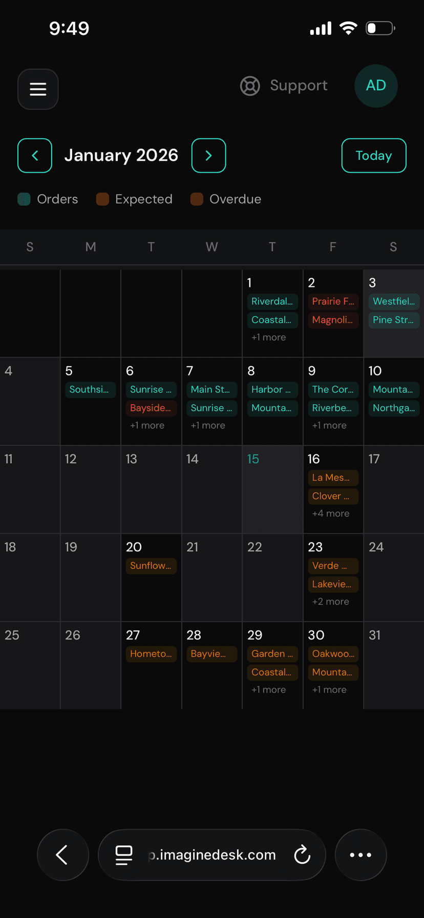 Nudge calendar on mobile