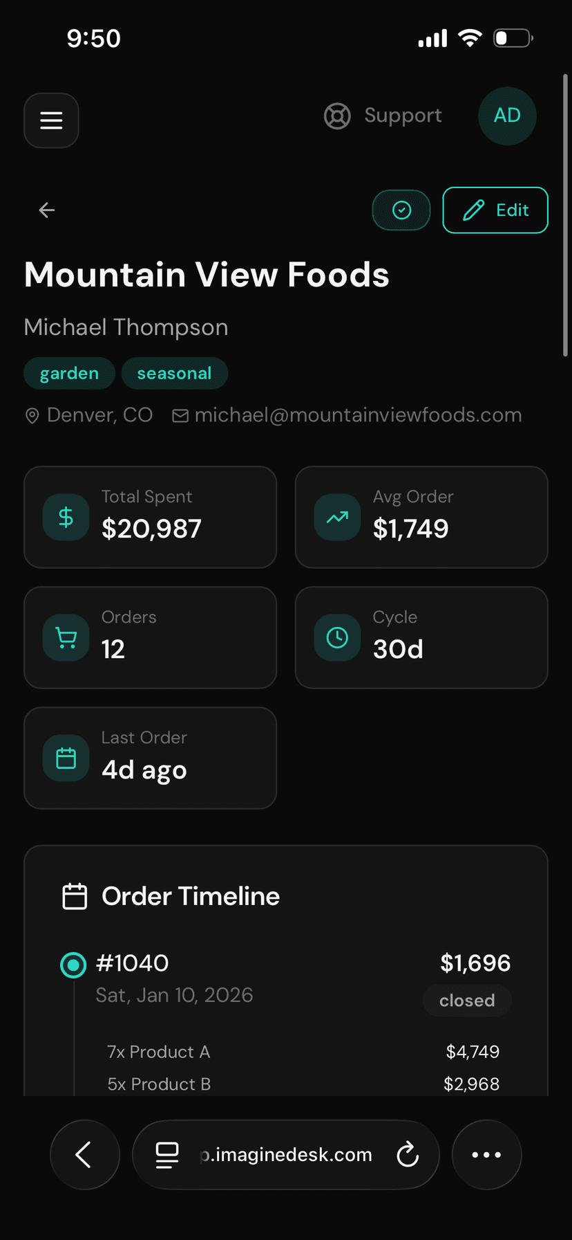 Nudge customer view on mobile
